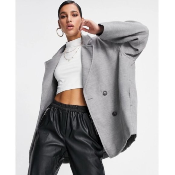 Free People Hannah Slouchy Blazer Jacket L W Black NWT - Picture 2 of 7